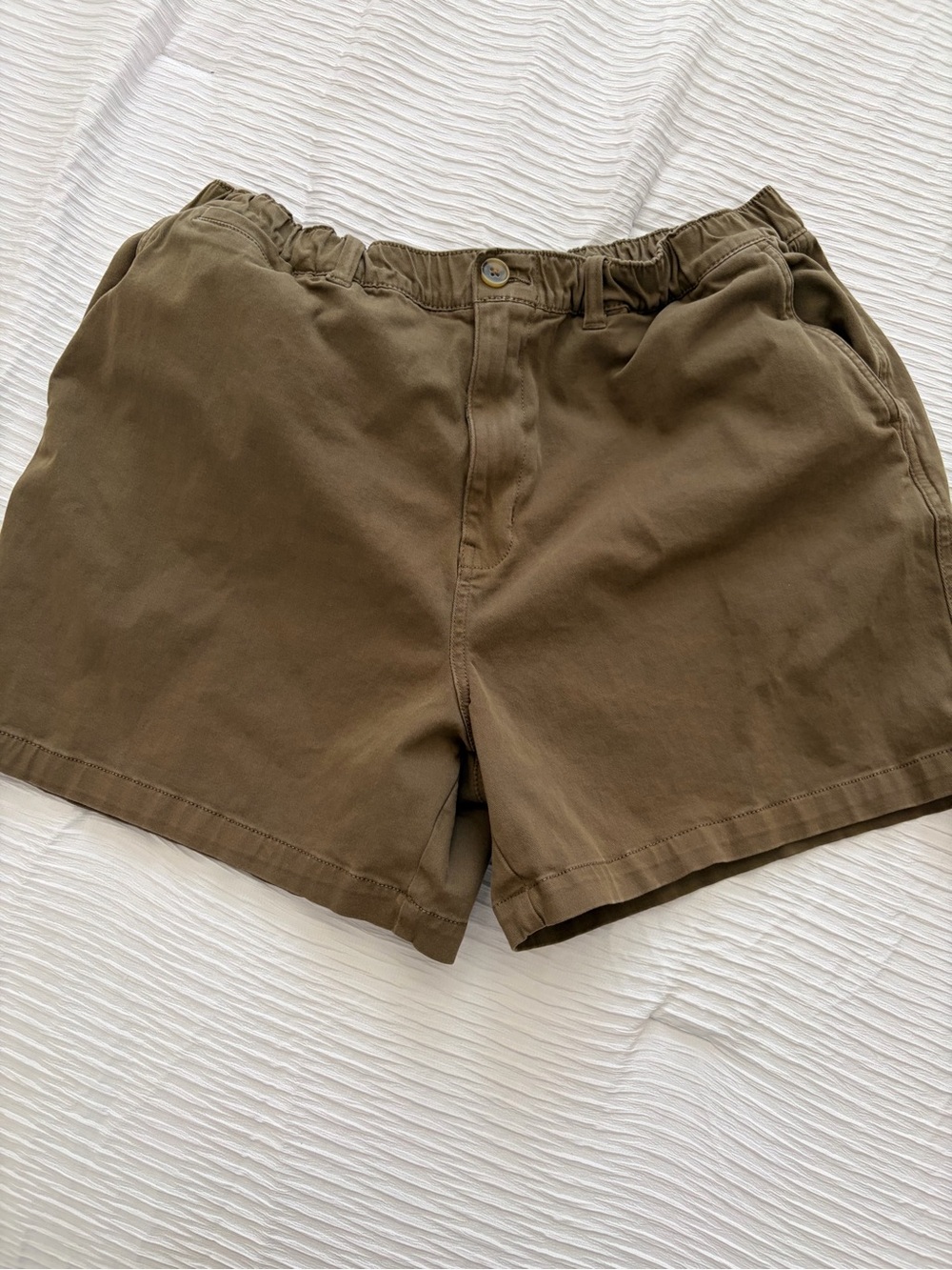 Cove Olive Green Flat-Front Cotton Shorts
